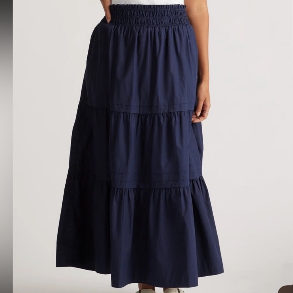 Quince Classic Cotton Navy Poplin Maxi Skirt size medium EUC - Picture 13 of 13